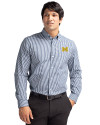 Michigan Wolverines Cutter & Buck Easy Care Stretch Gingham Mens Big and Tall Long Sleeve Dress Shirt Liberty Navy Front Thumbnail Image
