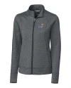 View image 1: Kansas Jayhawks Cutter & Buck Shoreline Heathered Womens Full Zip Jacket Charcoal Heather Mannequin
