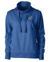 Kansas Jayhawks Cutter & Buck Saturday Cotton Blend Womens Funnel Neck Sweatshirt Tour Blue Heather Mannequin Thumbnail Image
