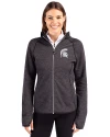 Michigan State Spartans Cutter & Buck Mainsail Full Zip Hooded Womens Jacket Charcoal Heather Front Thumbnail Image