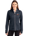 Illinois Fighting Illini Cutter & Buck Mainsail Full Zip Hooded Womens Jacket Liberty Navy Heather Front Thumbnail Image