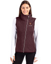 Harvard Crimson Cutter & Buck Mainsail Sweater Knit Womens Asymmetrical Vest Bordeaux Heather Front Thumbnail Image