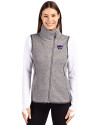 Kansas State Wildcats Cutter & Buck Mainsail Sweater Knit Womens Asymmetrical Vest Polished Heather Front Thumbnail Image