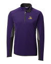 View image 2: LSU Tigers Cutter & Buck Traverse Colorblock Stretch Quarter Zip Mens Pullover College Purple Mannequin