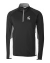 Michigan State Spartans Cutter & Buck Traverse Colorblock Stretch Quarter Zip Mens Pullover Black Mannequin Thumbnail Image