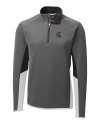 Michigan State Spartans Cutter & Buck Traverse Colorblock Stretch Quarter Zip Mens Pullover Elemental Grey Mannequin Thumbnail Image