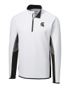 Michigan State Spartans Cutter & Buck Traverse Colorblock Stretch Quarter Zip Mens Pullover White Mannequin Thumbnail Image