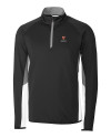 Harvard Crimson Cutter & Buck Traverse Colorblock Stretch Quarter Zip Mens Pullover Black Mannequin Thumbnail Image