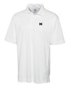 Michigan Wolverines Cutter & Buck Genre Textured Solid Mens Polo White Mannequin Thumbnail Image