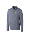 Michigan Wolverines Cutter & Buck Shoreline Heathered Quarter Zip Mens Pullover Liberty Navy Heather Mannequin Thumbnail Image