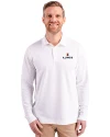 Illinois Fighting Illini Cutter & Buck Advantage Eco Tri-Blend Pique Mens Long Sleeve Polo White Front Thumbnail Image