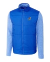Kansas Jayhawks Cutter & Buck Stealth Hybrid Quilted Mens Full Zip Windbreaker Jacket Chelan Blue Mannequin Thumbnail Image