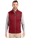 Maryland Terrapins Cutter & Buck Mainsail Sweater-Knit Mens Full Zip Vest Cardinal Red Heather Front Thumbnail Image