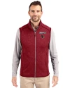 Louisville Cardinals Cutter & Buck Mainsail Sweater-Knit Mens Full Zip Vest Cardinal Red Heather Front Thumbnail Image