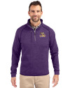 LSU Tigers Cutter & Buck Mainsail Sweater-Knit Mens Half Zip Pullover Jacket College Purple Heather Front Thumbnail Image