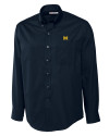 Michigan Wolverines Cutter & Buck Epic Easy Care Fine Twill Mens Long Sleeve Dress Shirt Navy Blue Mannequin Thumbnail Image