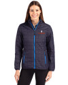 Illinois Fighting Illini Cutter & Buck Rainier PrimaLoft®  Womens Eco Insulated Full Zip Puffer Jacket Dark Navy Front Thumbnail Image