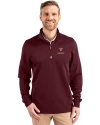View image 4: Harvard Crimson Cutter & Buck Traverse Recycled Smooth Stretch Mens Quarter Zip Pullover Bordeaux Front