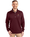 Harvard Crimson Cutter & Buck Traverse Stretch Eco Quarter Zip Mens Pullover Bordeaux Front Thumbnail Image