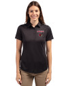 Louisville Cardinals Cutter & Buck Prospect Eco Textured Stretch Recycled Womens Short Sleeve Polo Black Front Thumbnail Image
