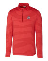 View image 1: Ohio State Buckeyes- Cutter & Buck Holman Stripe Mens Big and Tall Half Zip Cardinal Red Heather Mannequin