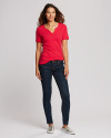 View image 10: Cutter & Buck Short Womens Sleeve Rally Split Neck Top Red Front 3