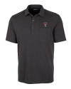 Texas Tech Red Raiders Cutter & Buck Advantage Tri-Blend Jersey Mens Big and Tall Pocket Polo Black Heather Mannequin Thumbnail Image