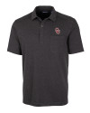 Oklahoma Sooners  Cutter & Buck Advantage Tri-Blend Jersey Mens Big and Tall Pocket Polo Black Heather Mannequin Thumbnail Image