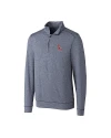 Ole Miss Rebels Cutter & Buck Shoreline Heathered Quarter Zip Mens Big and Tall Pullover Liberty Navy Heather Mannequin Thumbnail Image