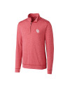 Oklahoma Sooners  Cutter & Buck Shoreline Heathered Quarter Zip Mens Big and Tall Pullover Cardinal Red Heather Mannequin Thumbnail Image