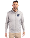 Memphis Tigers Cutter & Buck Stealth Hybrid Quilted Mens Big and Tall Full Zip Windbreaker Jacket Polished Medium Gray Front Thumbnail Image