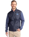 North Carolina Tar Heels Cutter & Buck Stealth Hybrid Quilted Mens Big and Tall Full Zip Windbreaker Jacket Liberty Navy Front Thumbnail Image