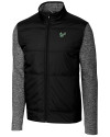 South Florida Bulls Cutter & Buck Stealth Hybrid Quilted Mens Big and Tall Full Zip Windbreaker Jacket Black Mannequin Thumbnail Image
