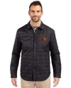 View image 1: Oregon State Beavers Cutter & Buck Rainier Recycled Insulated Puffer Mens Big & Tall Full Zip Shirt Jacket Black Front