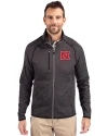 View image 1: Nebraska Cornhuskers Cutter & Buck Mainsail Sweater-Knit Mens Big & Tall Full Zip Jacket Charcoal Heather Front