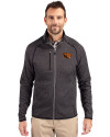 Oregon State Beavers Cutter & Buck Mainsail Sweater-Knit Mens Big and Tall Full Zip Jacket Charcoal Heather Front Thumbnail Image