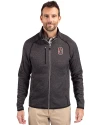 Stanford Cardinal  Cutter & Buck Mainsail Sweater-Knit Mens Big and Tall Full Zip Jacket Charcoal Heather Front Thumbnail Image