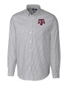 Texas A&M Aggies Cutter & Buck Stretch Oxford Stripe Mens Big and Tall Long Sleeve Dress Shirt Charcoal Mannequin Thumbnail Image