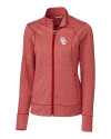 Oklahoma Sooners  Cutter & Buck Shoreline Heathered Womens Full Zip Jacket Cardinal Red Heather Mannequin Thumbnail Image