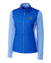 Memphis Tigers Cutter & Buck Stealth Hybrid Quilted Womens Full Zip Windbreaker Jacket Chelan Blue Mannequin Thumbnail Image
