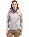 Tennessee Volunteers Cutter & Buck Stealth Hybrid Quilted Womens Full Zip Windbreaker Jacket Polished Medium Gray Front Thumbnail Image