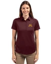 Minnesota Golden Gophers Cutter & Buck Prospect Eco Textured Stretch Recycled Womens Short Sleeve Polo Bordeaux Front Thumbnail Image