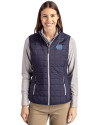 North Carolina Tar Heels Cutter & Buck Rainier PrimaLoft® Womens Eco Insulated Full Zip Puffer Vest Dark Navy/Silver Front Thumbnail Image