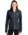 Notre Dame Fighting Irish Cutter & Buck Mainsail Full Zip Hooded Womens Jacket Liberty Navy Heather Front Thumbnail Image