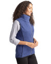 Memphis Tigers Cutter & Buck Mainsail Sweater Knit Womens Asymmetrical Vest Tour Blue Heather Side Thumbnail Image