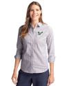 South Florida Bulls Cutter & Buck Stretch Oxford Stripe Womens Long Sleeve Dress Shirt Charcoal Front Thumbnail Image