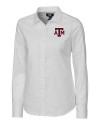 Texas A&M Aggies Cutter & Buck Stretch Oxford Womens Long Sleeve Dress Shirt White Mannequin Thumbnail Image