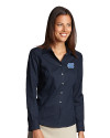 North Carolina Tar Heels Cutter & Buck Epic Easy Care Fine Twill Womens Long Sleeve Dress Shirt Navy Blue Front Thumbnail Image