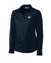 North Carolina Tar Heels Cutter & Buck Epic Easy Care Fine Twill Womens Long Sleeve Dress Shirt Navy Blue Mannequin Thumbnail Image