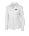 Mississippi State Bulldogs Cutter & Buck Epic Easy Care Fine Twill Womens Long Sleeve Dress Shirt White Mannequin Thumbnail Image